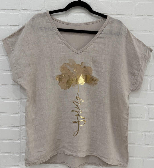 Golden Iris Linen Blend Top | Made in Italy