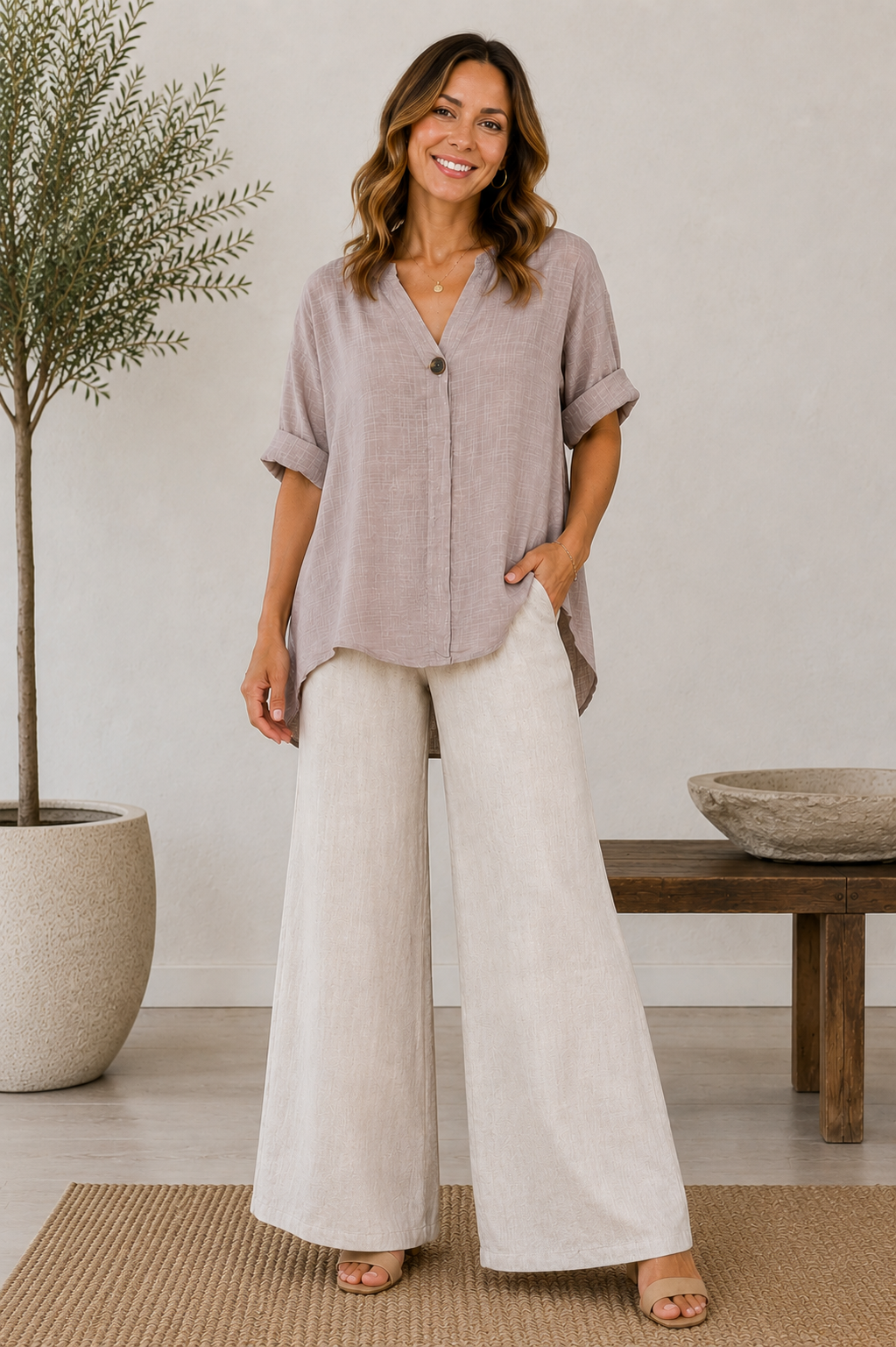 Porto High-Low Cotton Blend Tunic