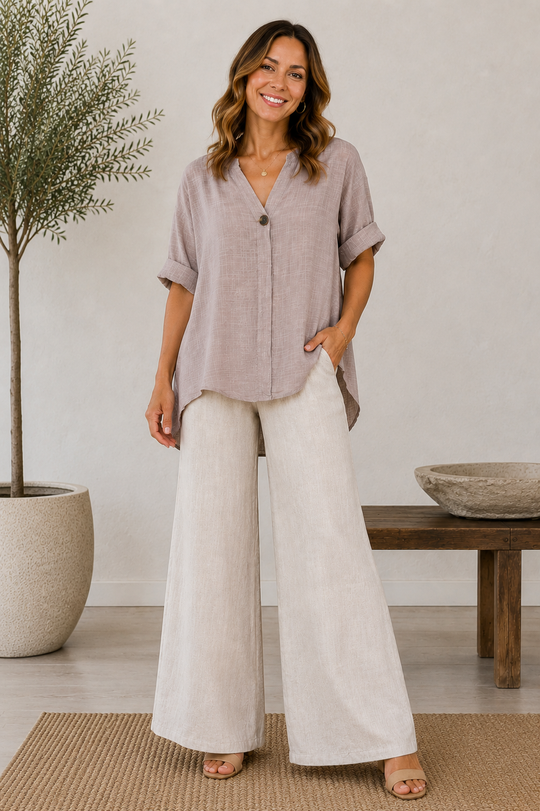 Porto High-Low Cotton Blend Tunic