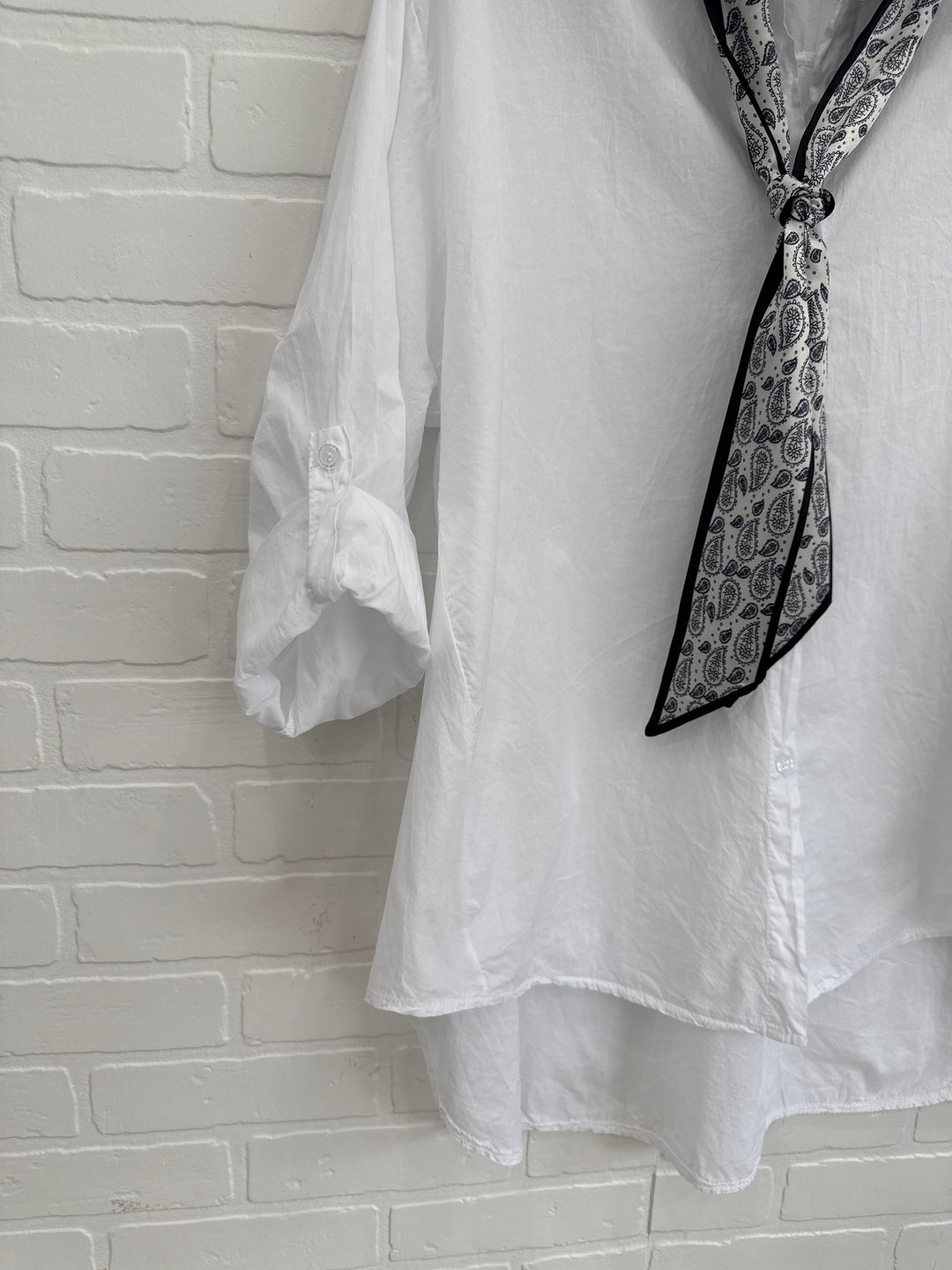 White Cotton Shirt with Tie