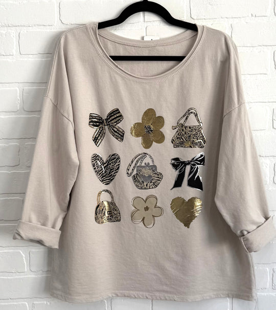 Glam Bow & Bag Cotton Top