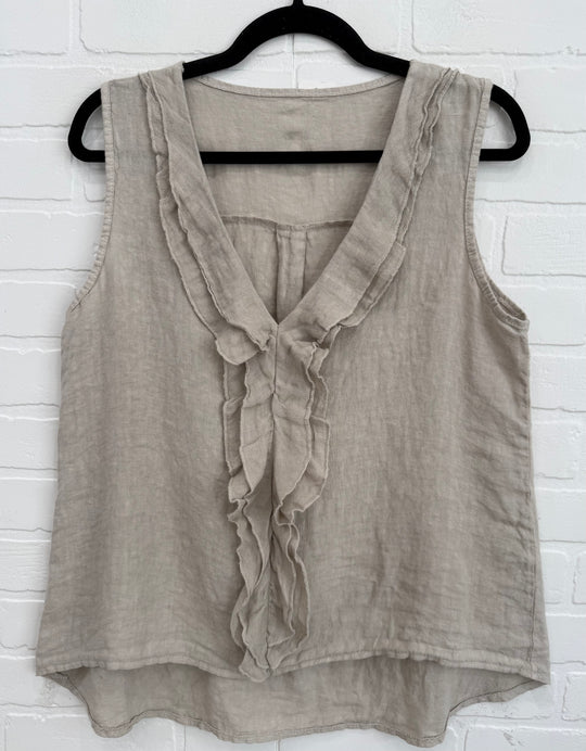 Marina Sleeveless Double Ruffle Top