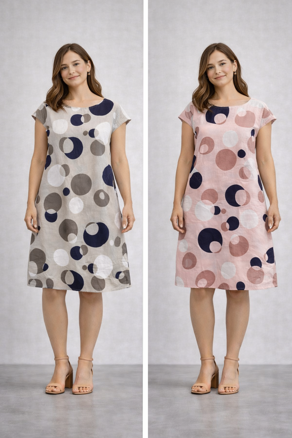 Bottega Dot Linen Shift Dress