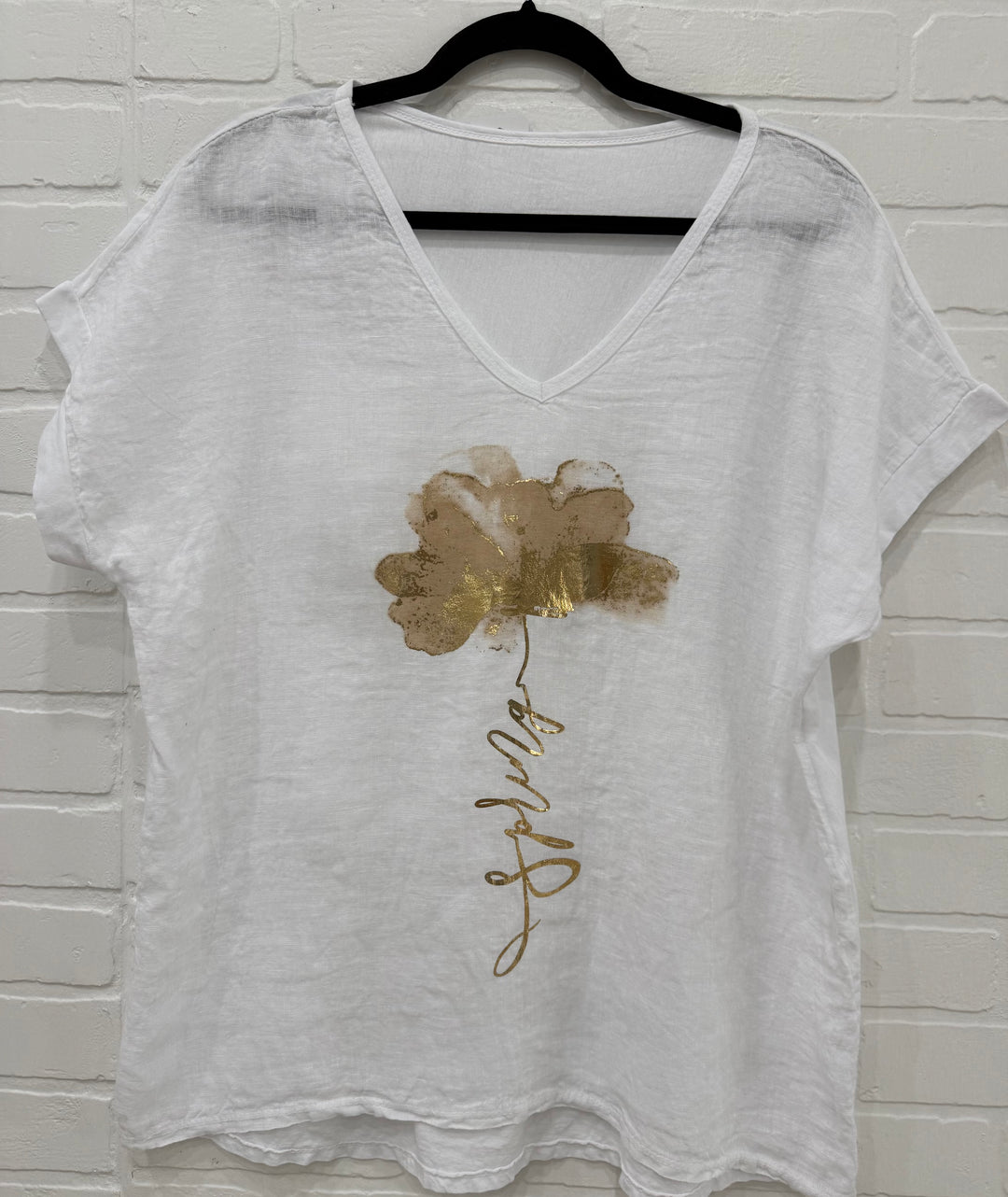 Golden Iris Linen Blend Top | Made in Italy
