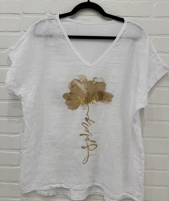 Golden Iris Linen Blend Top | Made in Italy