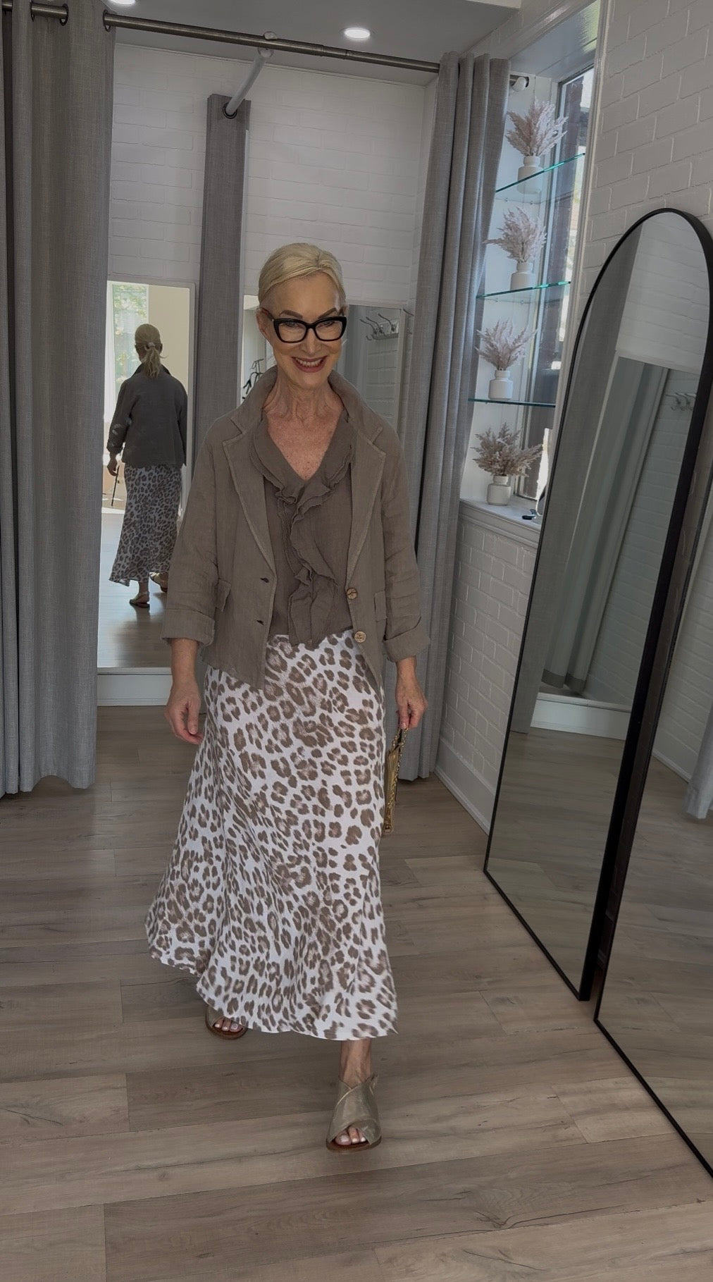 Animal Print Linen Skirt