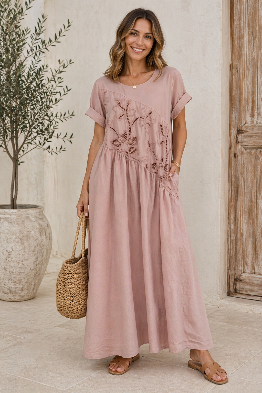 Rosalie Cotton Embroidered Maxi Dress