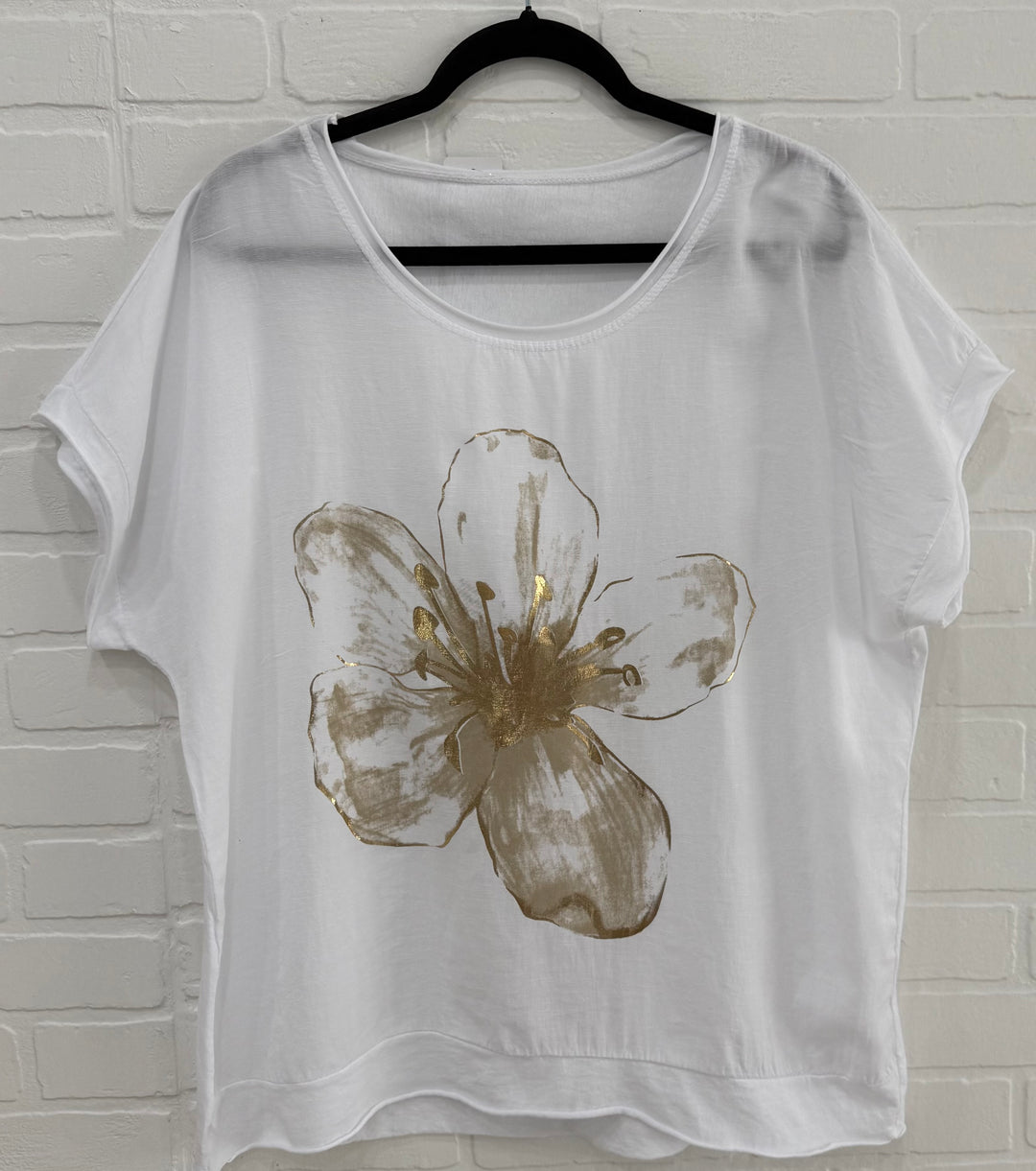 Golden Magnolia Linen Blend Top | Made in Italy