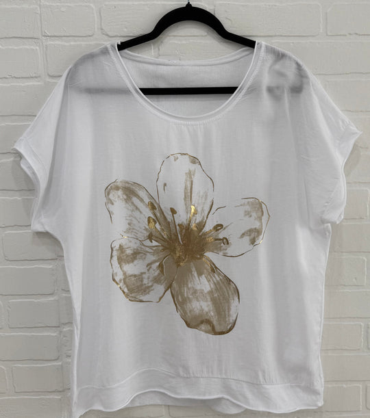 Golden Magnolia Linen Blend Top | Made in Italy