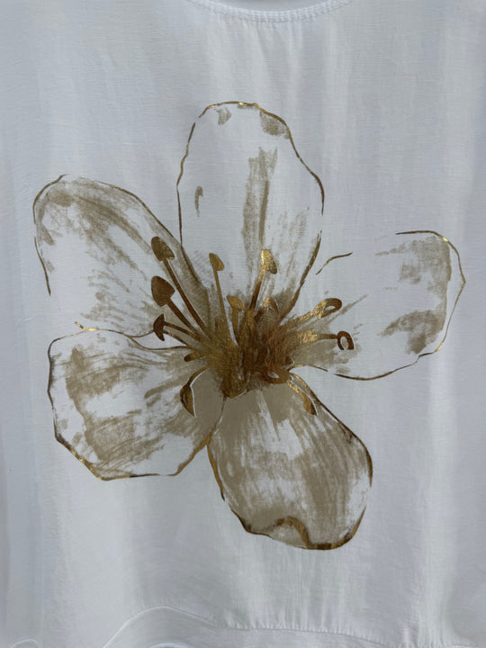 Golden Magnolia Linen Blend Top | Made in Italy
