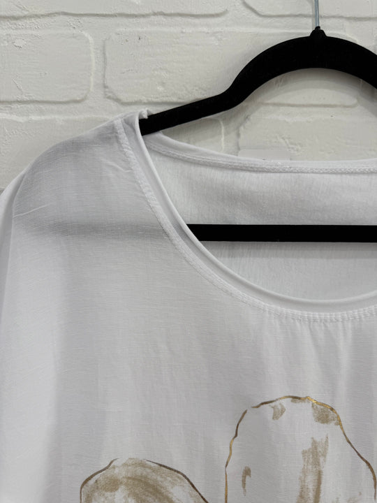 Golden Magnolia Linen Blend Top | Made in Italy