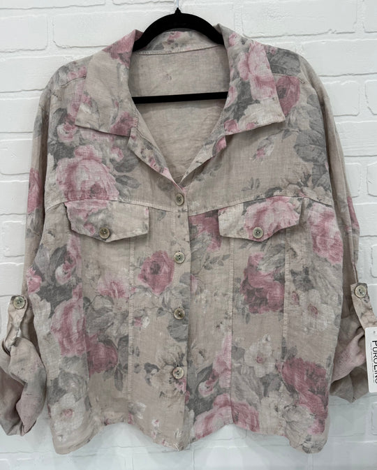 Rosé Garden Linen Jacket