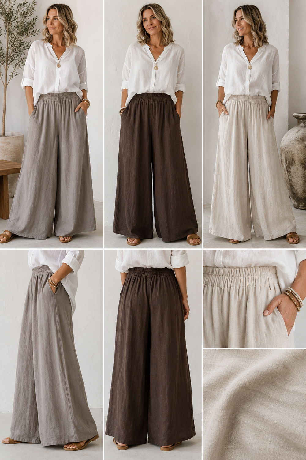 Lux Luna  Linen Palazzo Pants (30%OFF)