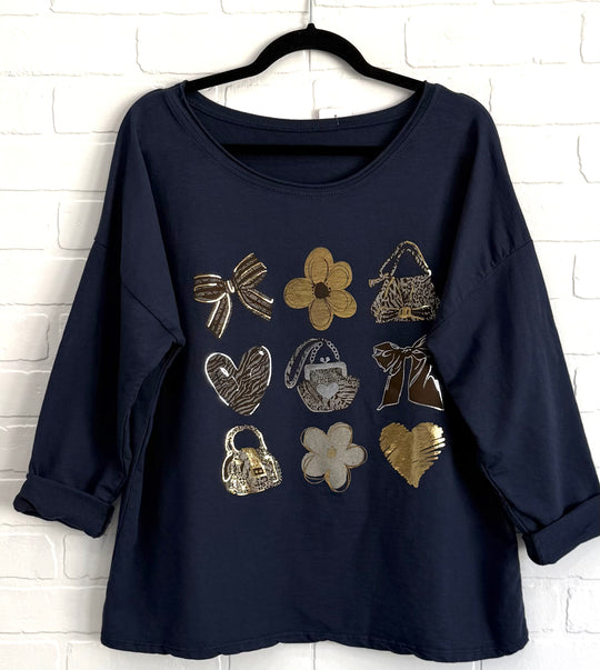 Glam Bow & Bag Cotton Top