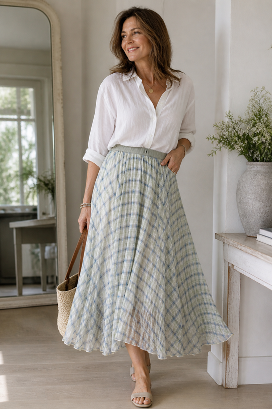 Sorrento Plaid Chiffon Skirt