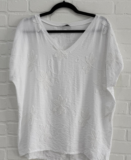Capri Bloom Embroidered Top