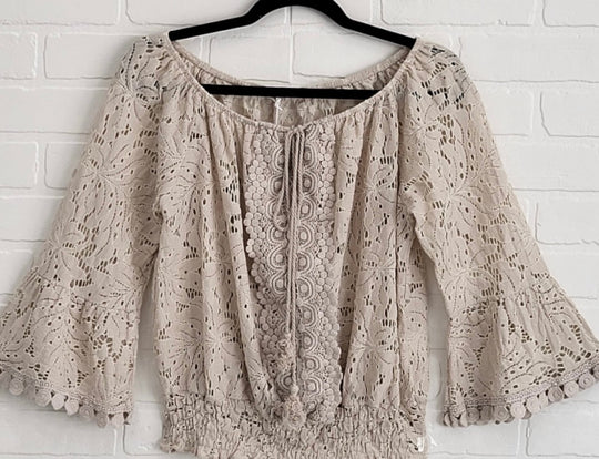 Fantasy Boho Lace Peasant Top