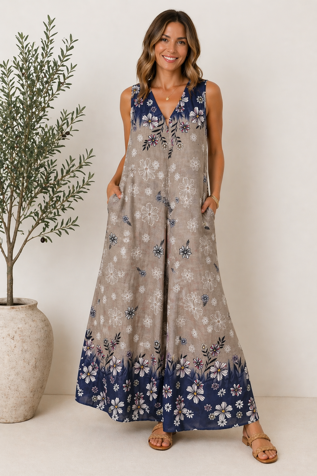 Luna Bloom Linen Jumpsuit