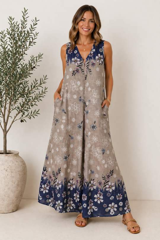 Luna Bloom Linen Jumpsuit