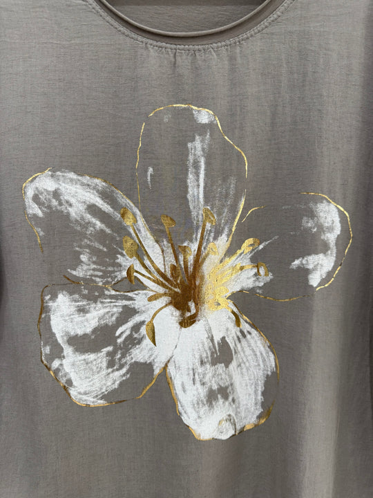 Golden Magnolia Linen Blend Top | Made in Italy
