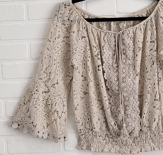 Fantasy Boho Lace Peasant Top