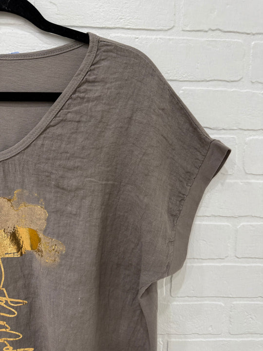 Golden Iris Linen Blend Top | Made in Italy