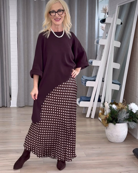 Chic Polka Satin Skirt