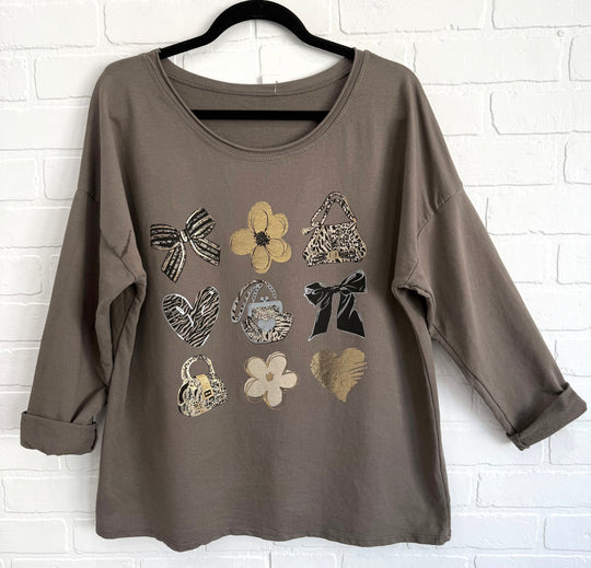 Glam Bow & Bag Cotton Top