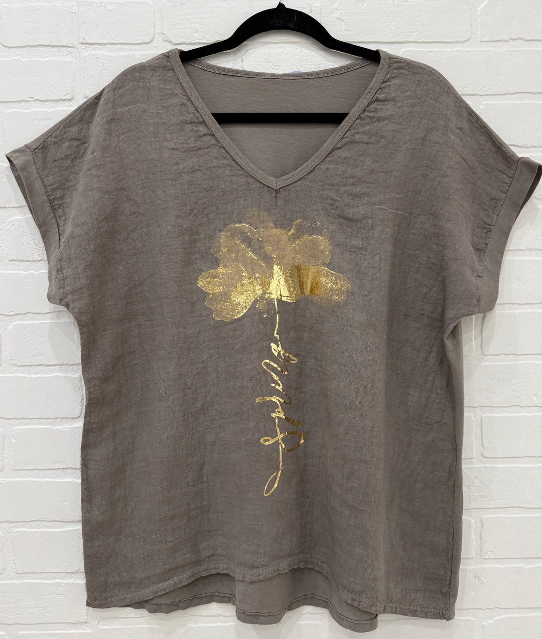 Golden Iris Linen Blend Top | Made in Italy