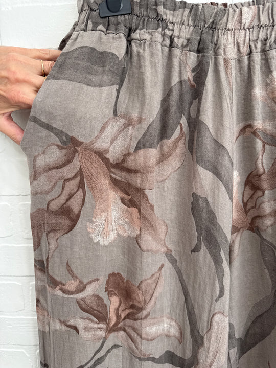 Floral Palazzo  Linen Pants