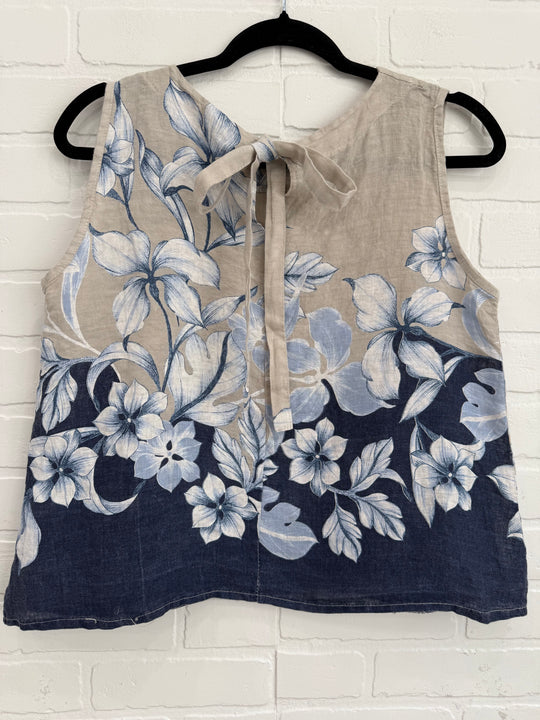 Azure Bloom Linen Top