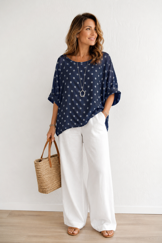 Milano Polka Dot Linen Top