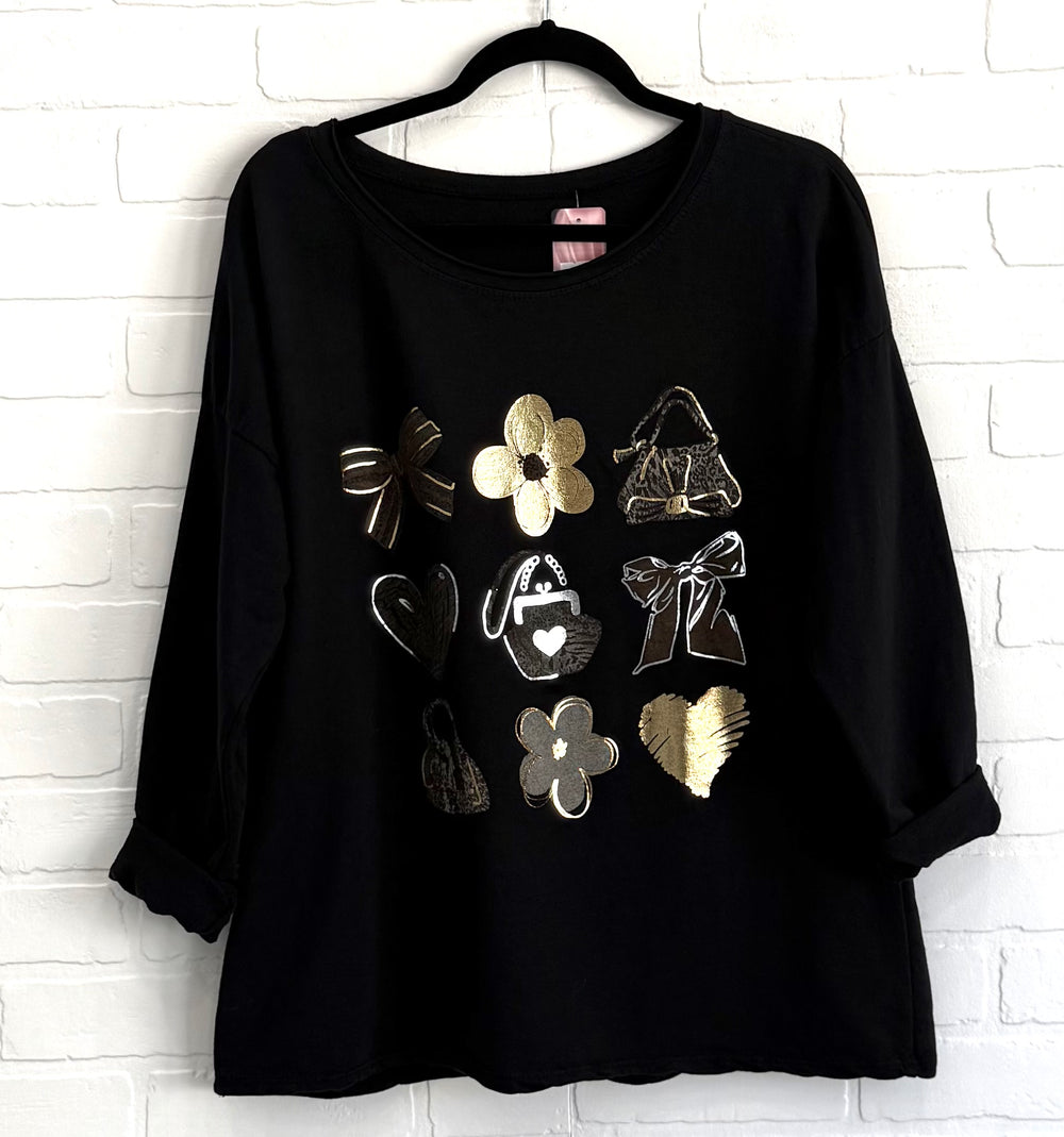 Glam Bow & Bag Cotton Top