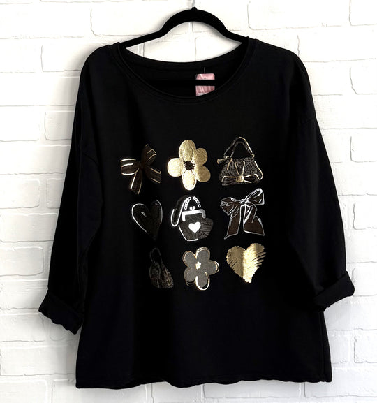 Glam Bow & Bag Cotton Top