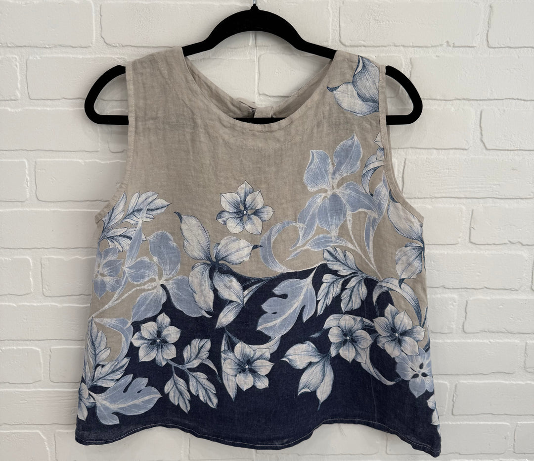 Azure Bloom Linen Top