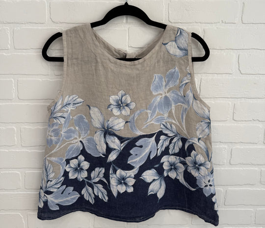 Azure Bloom Linen Top