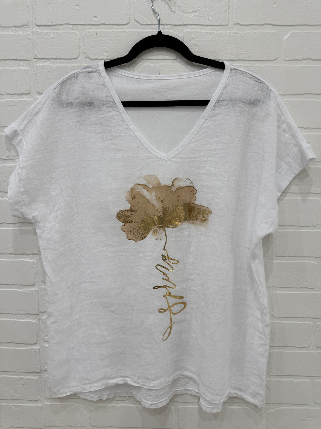 Golden Iris Linen Blend Top | Made in Italy