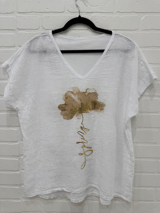 Golden Iris Linen Blend Top | Made in Italy