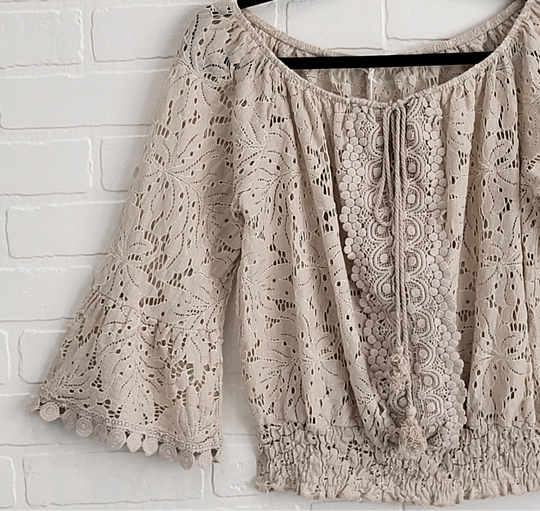 Fantasy Boho Lace Peasant Top