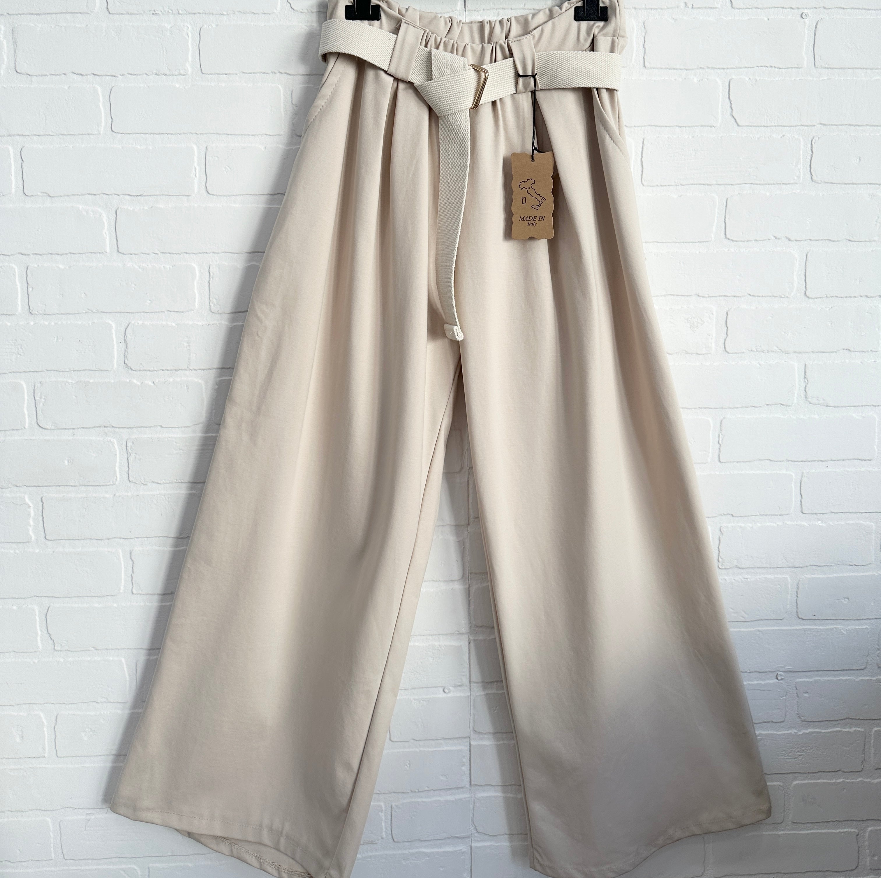 Beige high waisted wide leg trousers hotsell