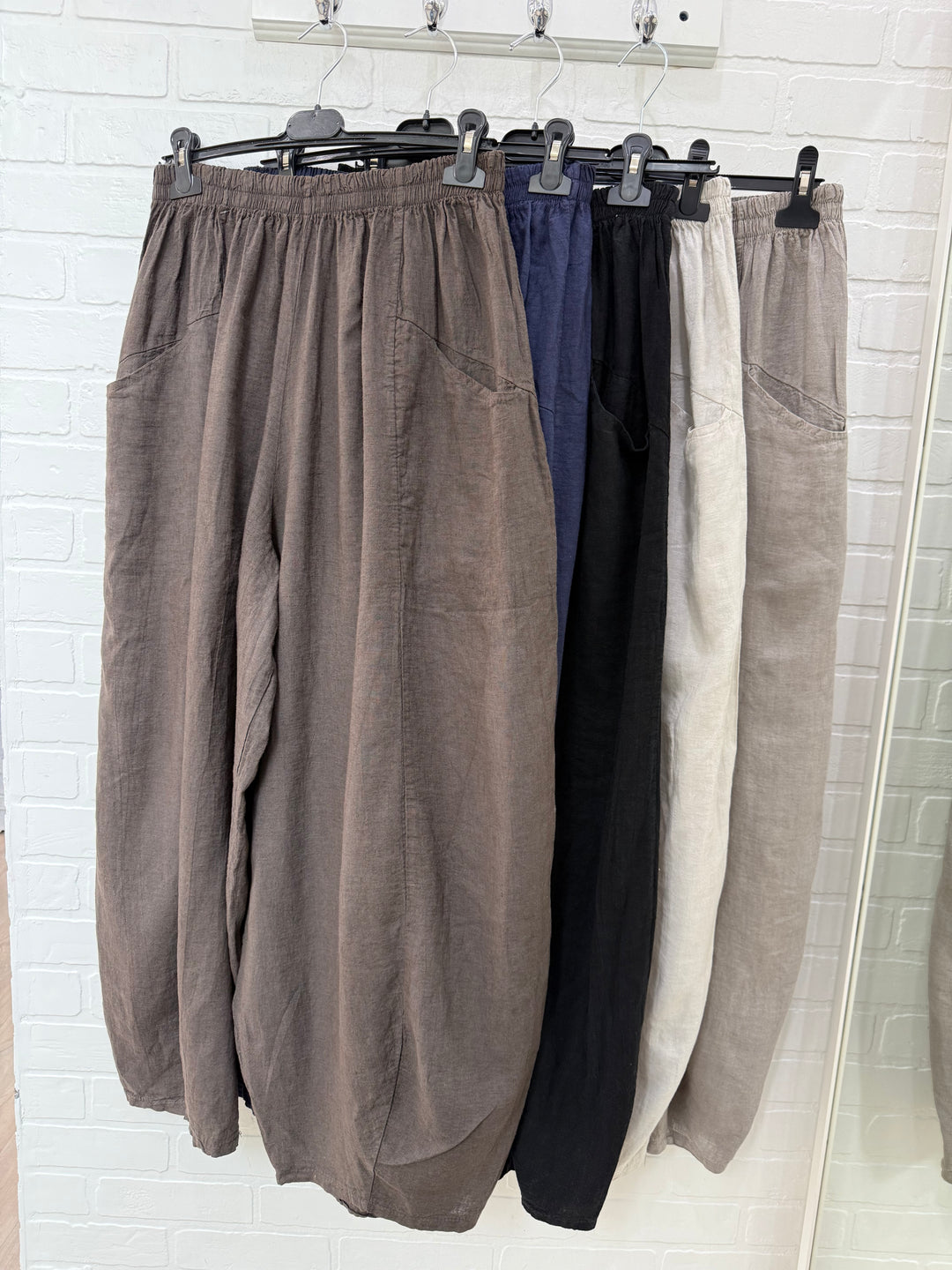 Harper Linen Blend Barrel Pants