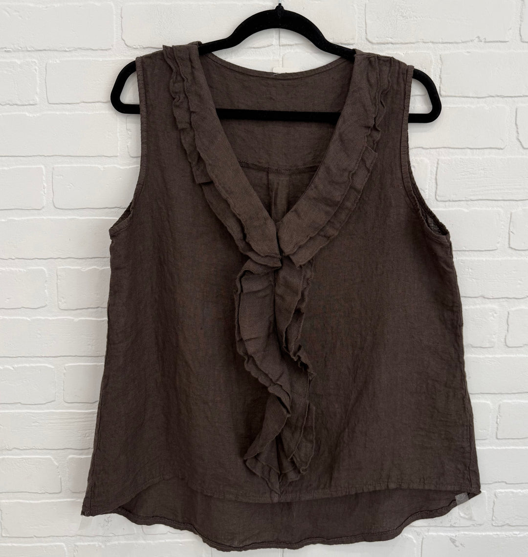 Marina Sleeveless Double Ruffle Top