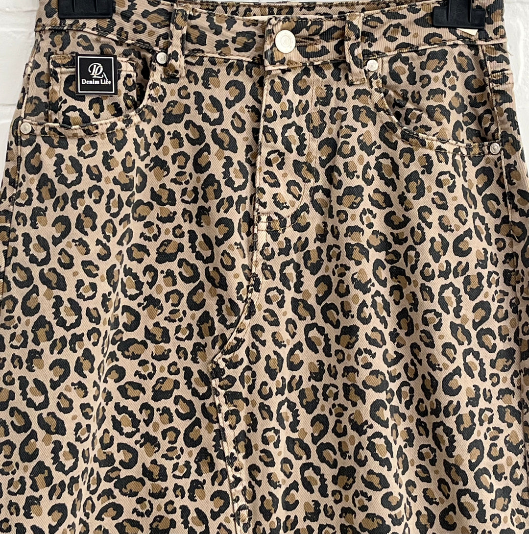 Animal print jean skirt best sale