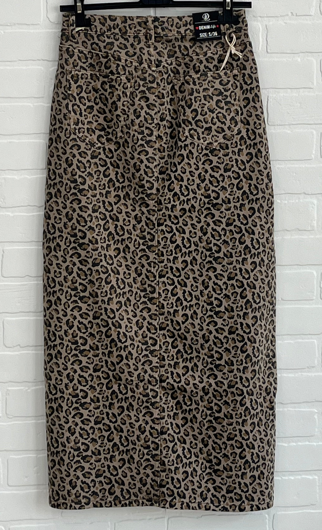 Leopard denim skirt