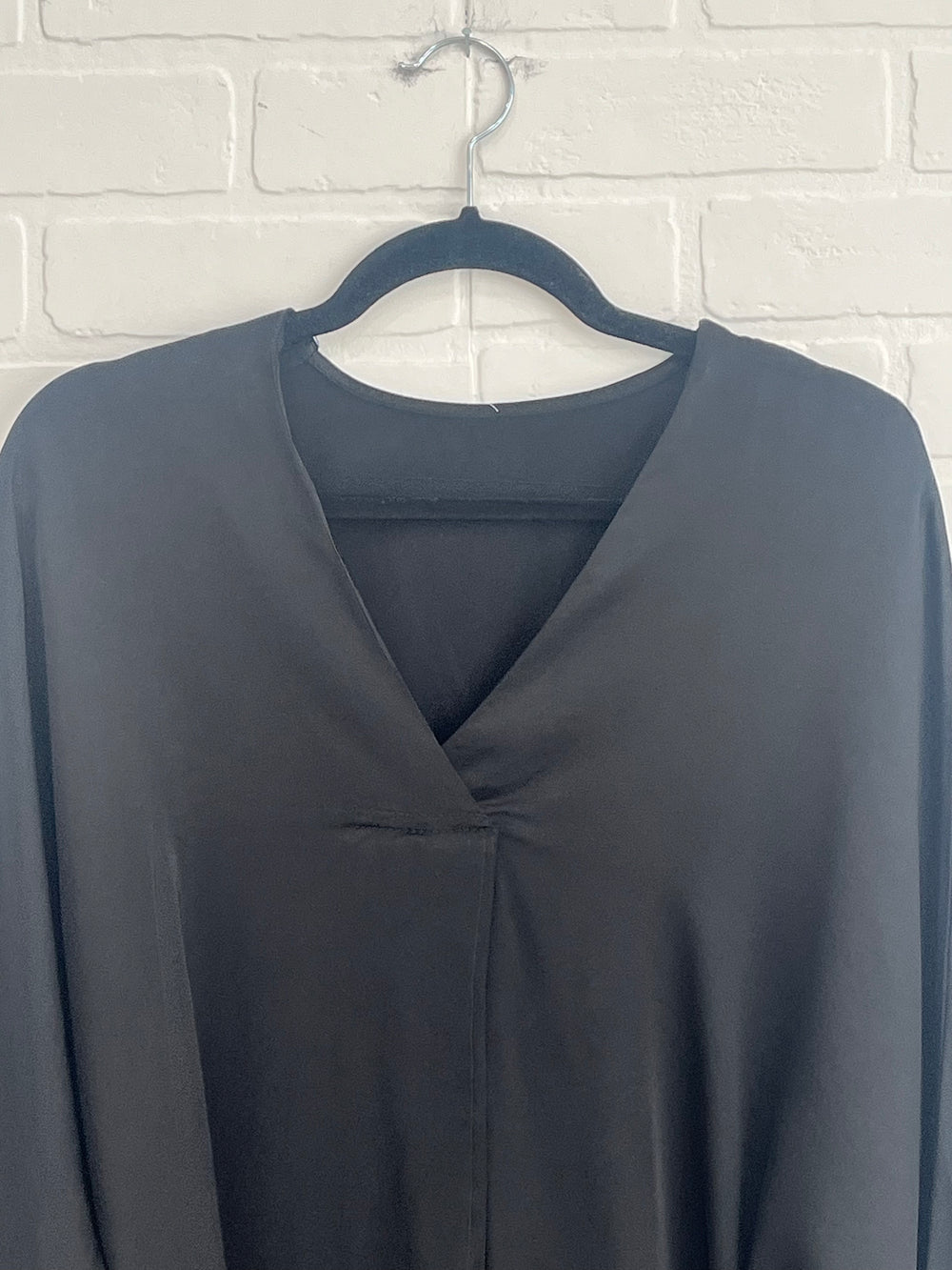 Belle V-neck satin blouse