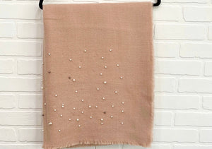 Baby Pink Scarf With Pearls