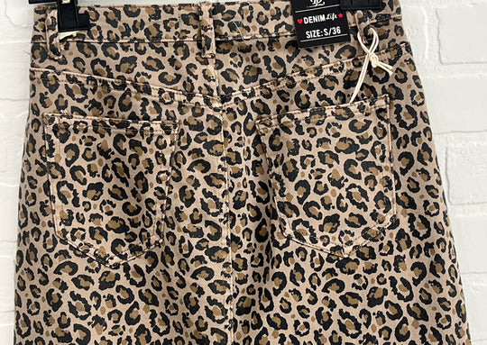 Leopard denim skirt