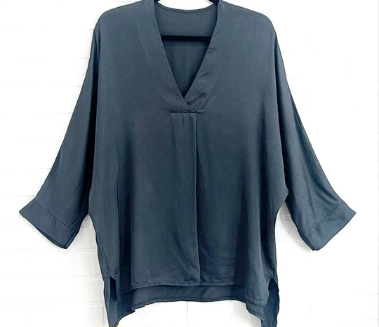 Belle V-neck satin blouse