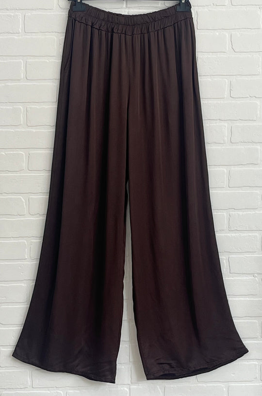 Belle wide leg satin pants