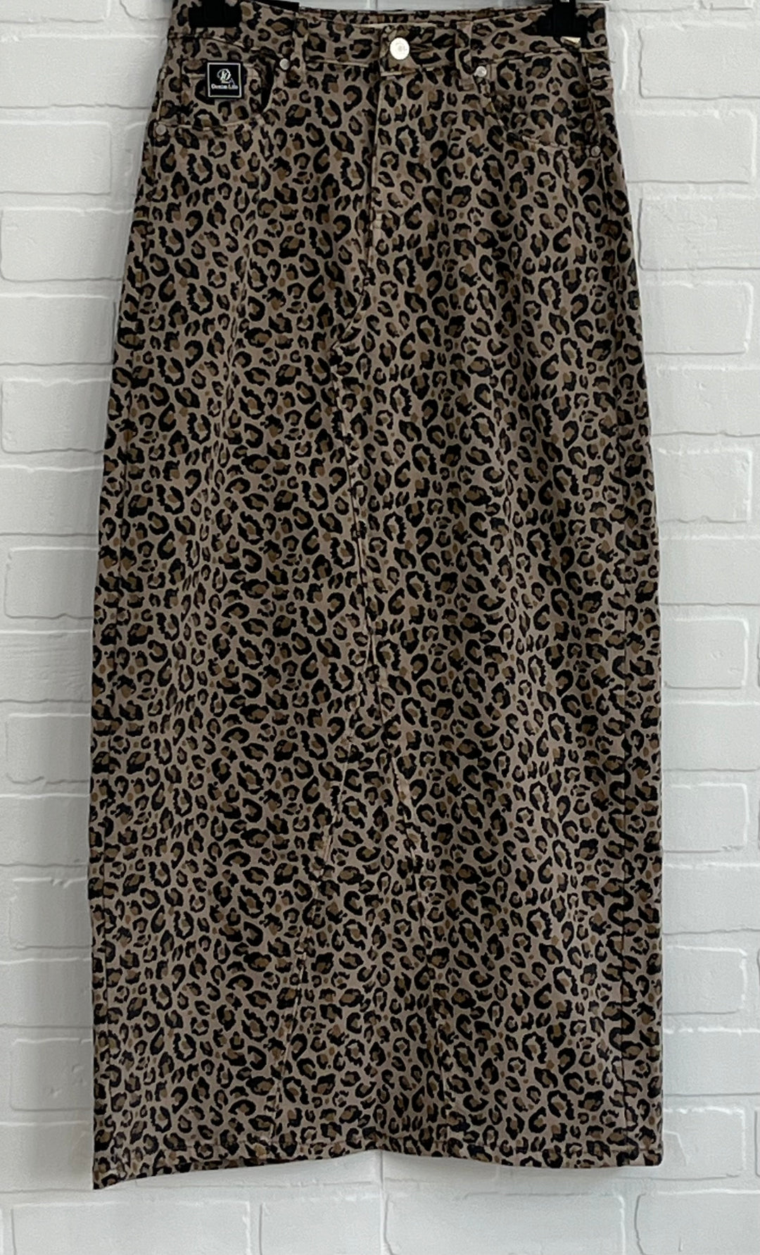 Leopard denim skirt